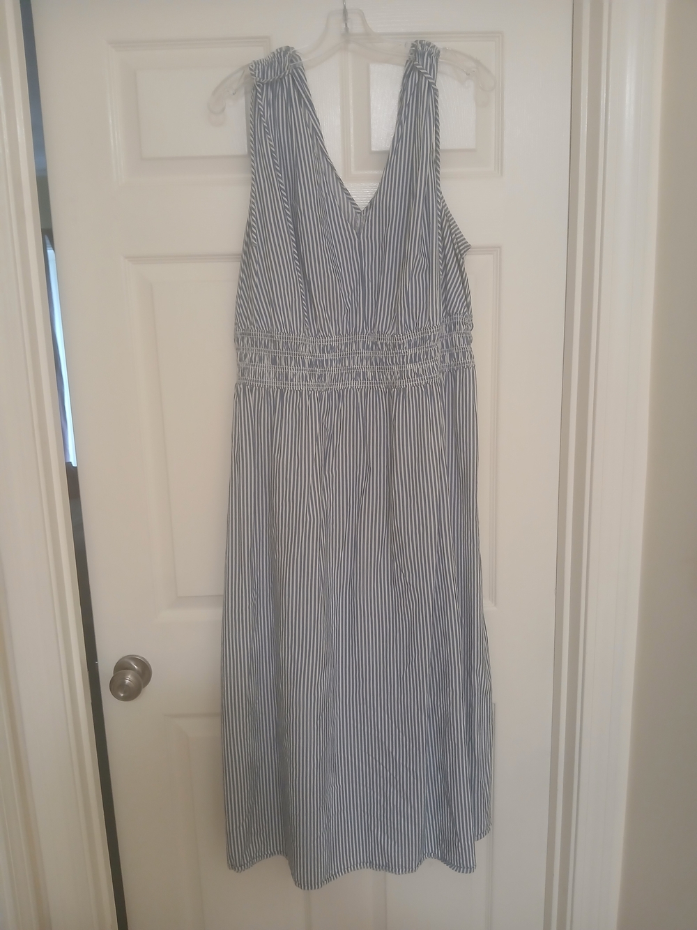 Old Navy Blue and White Striped Midi Dress